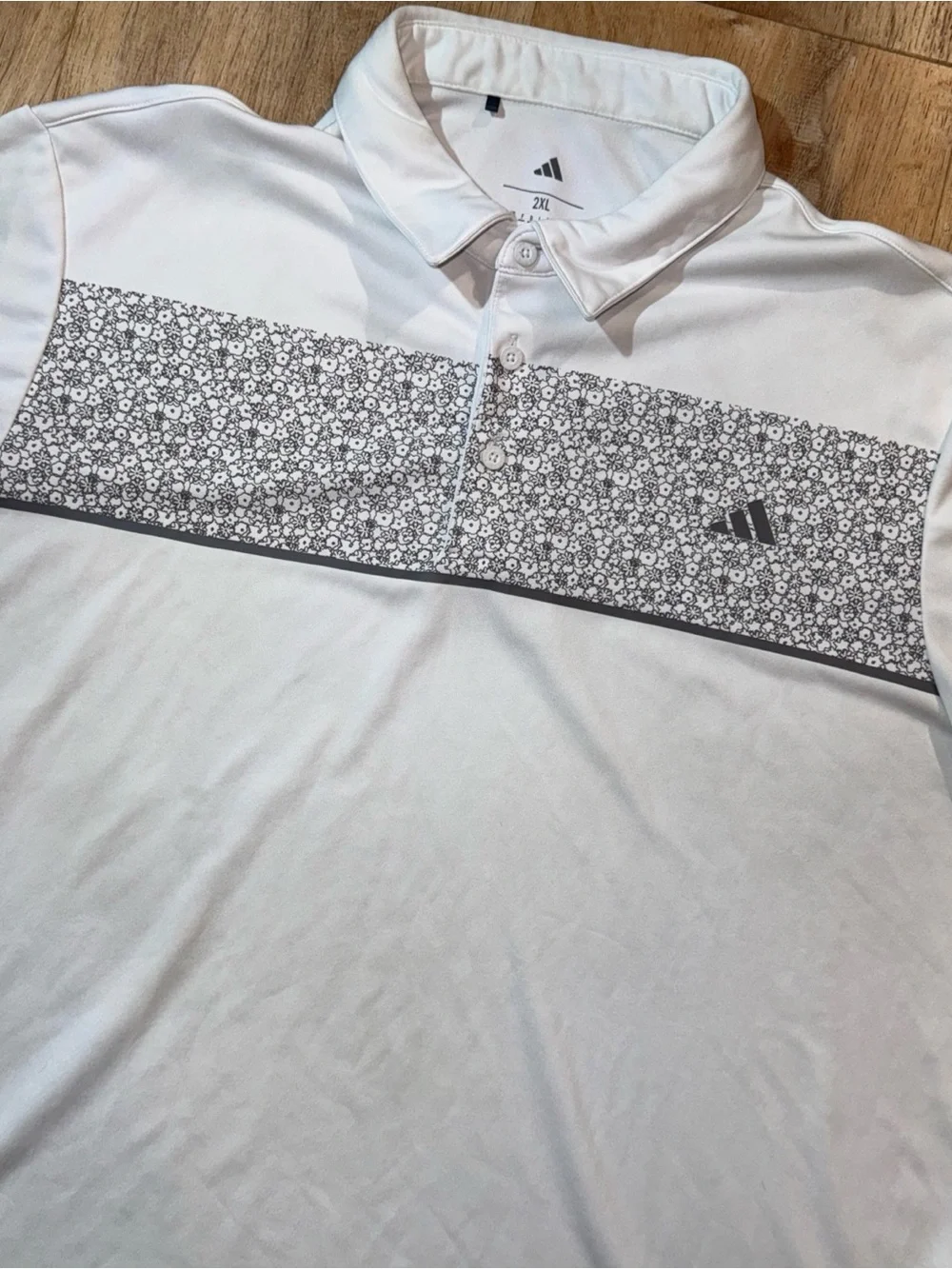 Adidas Mens Tennis Polo Shirt sz 2 XL White DryFit Short Sleeve Button Up Preppy